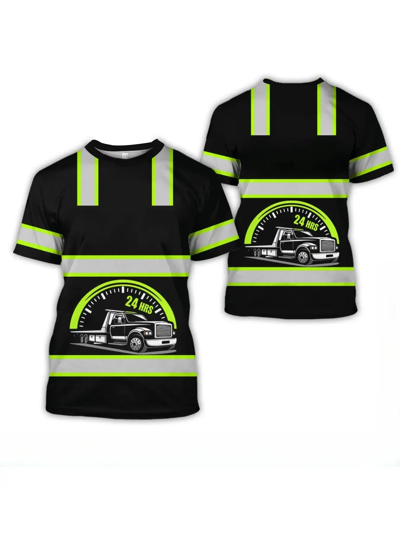 Men's Casual Sporty Short Sleeve T-Shirt, Casual Sports Tops, Uniform Pattern Print, Workwear Style, Loose-Fitting, All Seasons, Long Clothing, Casual Sportswear