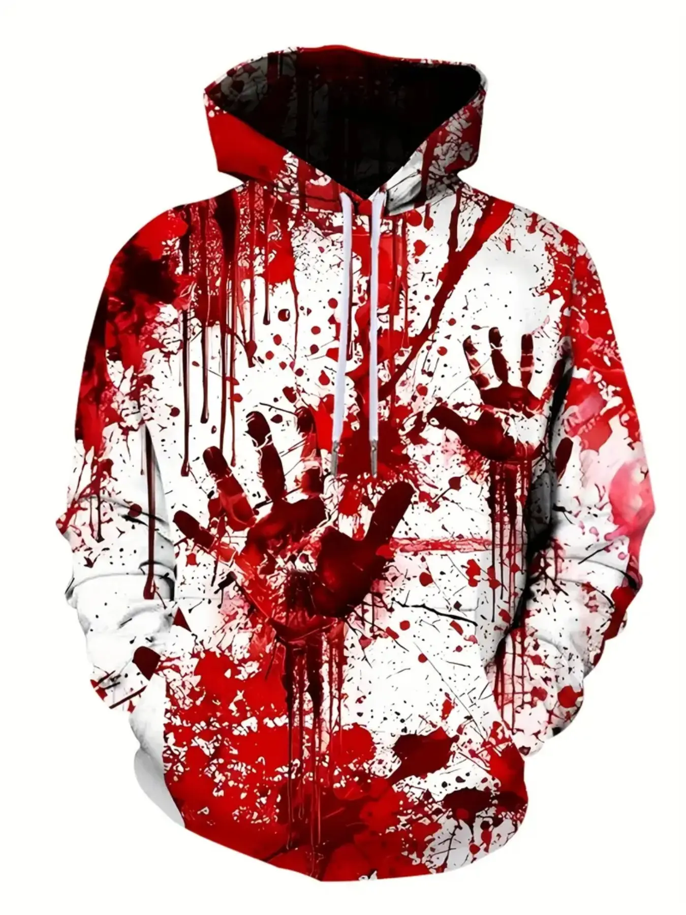 Creative 3D Print Hand Sweatshirt for Men, Casual Hooded Pullover for Spring & Fall, Perfect for Spooky Halloween Events