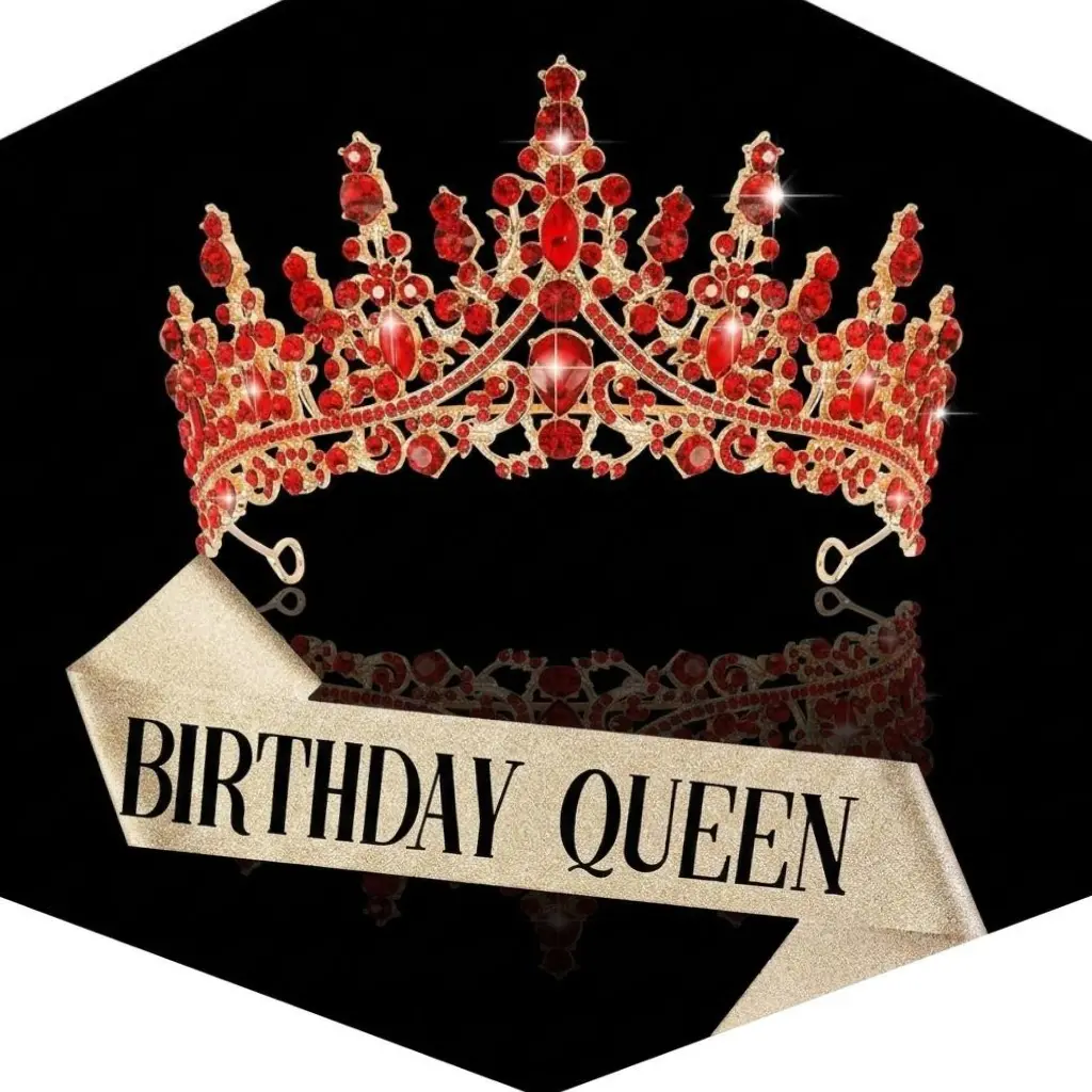 Women's Baroque Birthday Crown and Sash Set - Alloy Rhinestone Tiara, Gold Glitter 'Birthday Queen' Sash, Princess Aesthetic, Romantic Party Wear, Rhinestones + Alloy, Glitter Finish, 1-size, One Size Fits, Female