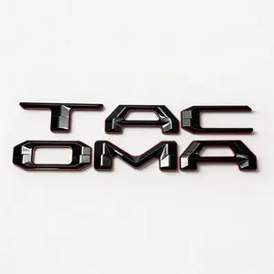 Toyota Tacoma Tailgate Emblem for 2024-2026 - Black Chrome TACOMA Letters Badge, Premium ABS 3D Peel & Stick Replacement Kit