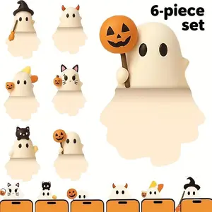 6PCS Cute Ghost Smartphone Grips - Pop Socket-Style Anti-Slip Cellphone Stand, Halloween Party Favors, Teen Girls' Stocking Stuffers, Dorm Room Decor Accessory