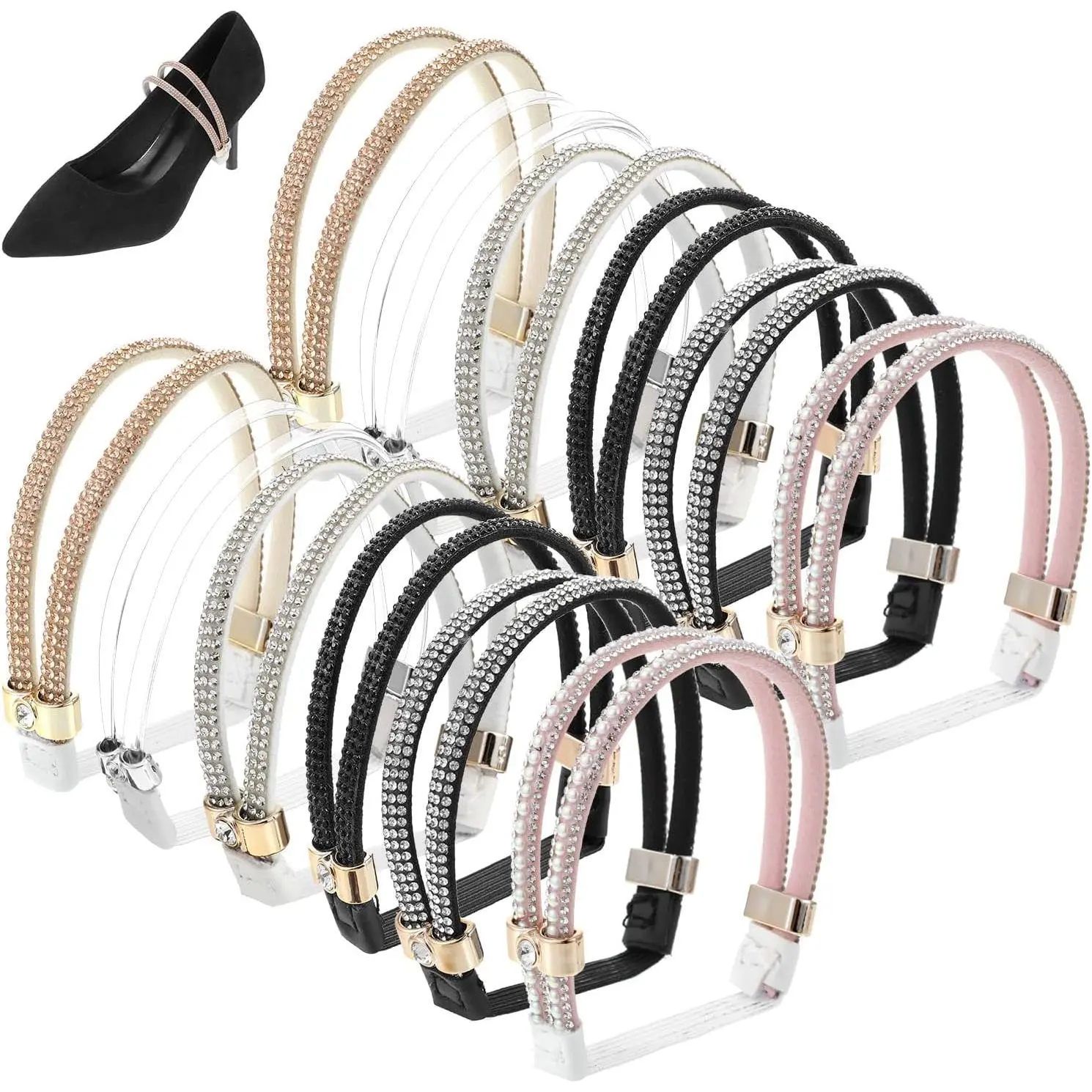 6 Pairs Elastic Heel Straps for High Heels,Shoe Straps for Heels,Detachable Anti-loose Heel Strap, Ankle Strap for Heel,Sandals,Slippers,Loose Shoes