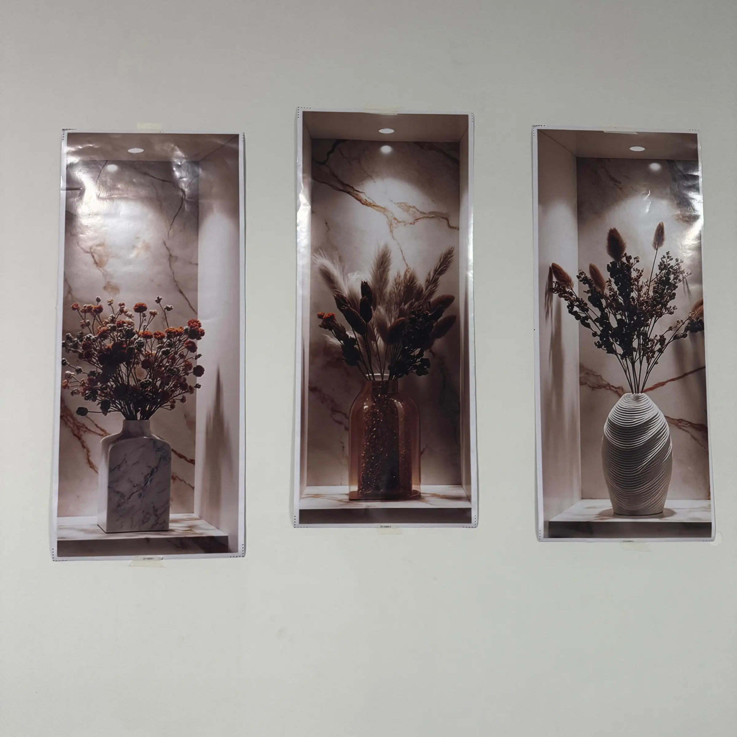 Elegant Rustic Dried Flower Wall Niche Stickers, Decorative Wall Sticker, Modern Farmhouse Home Decor, Removable Wall Art for Hallway Staircase Living Room Bedroom Gallery Decoration