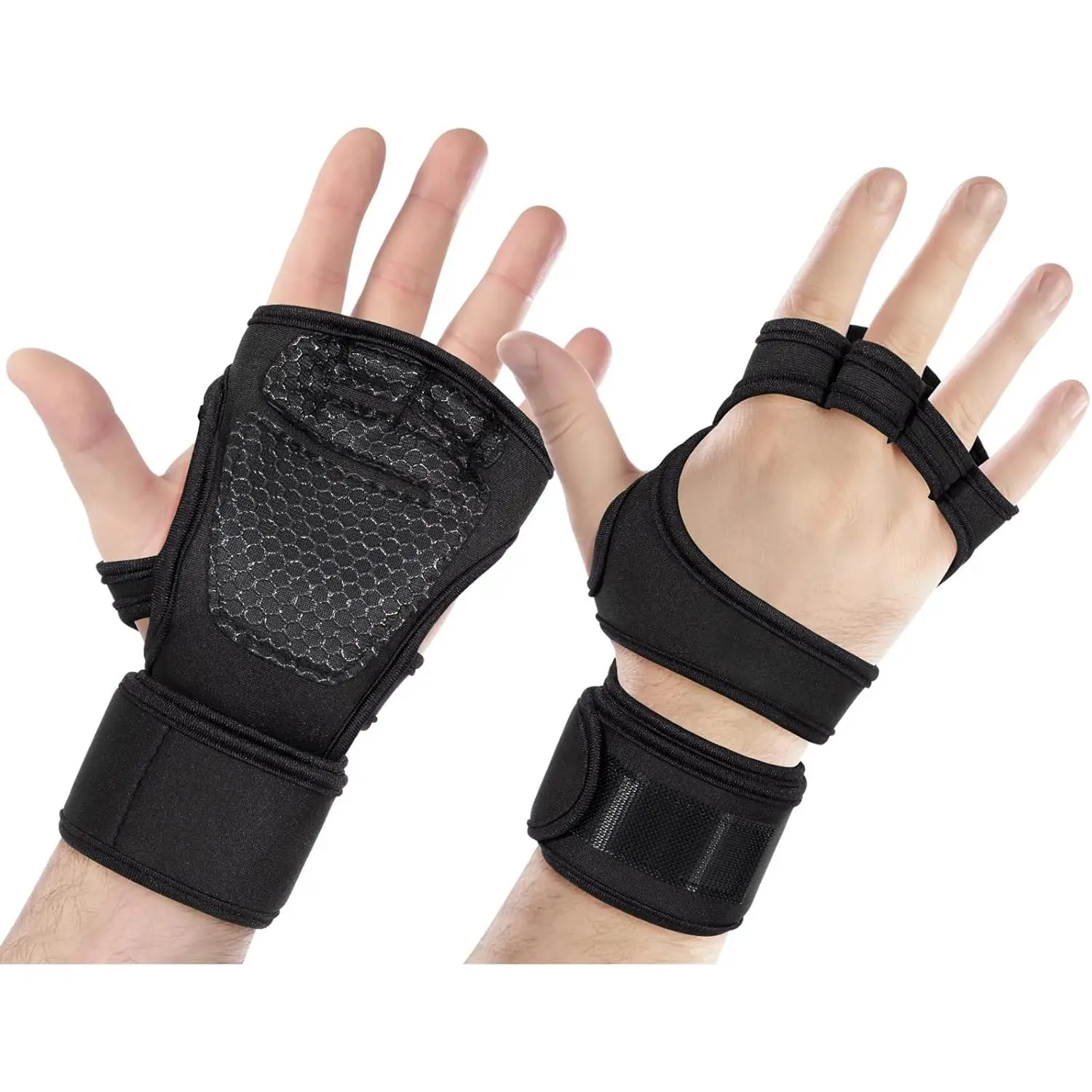 Weightlifting Gym Gloves for Men Women, Padded Workout Exercise Gloves with Wrist Wrap Support for Fitness Training