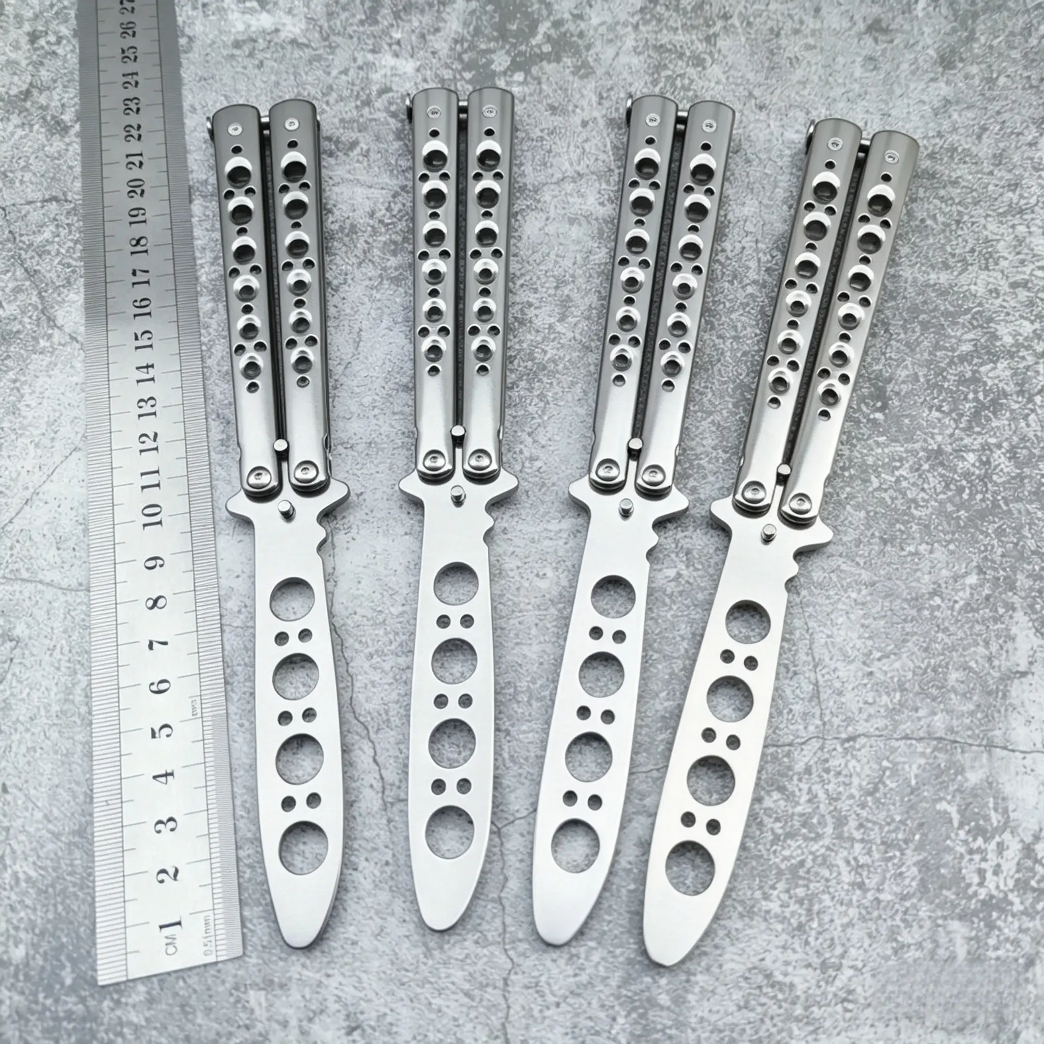 Stainless Steel Butterfly Trainer, Unsharpened Folding Practice Tool for Beginners, Compact Pocket-Size Flipping Toy with Safety Lock for Indoor/Outdoor Use, Design