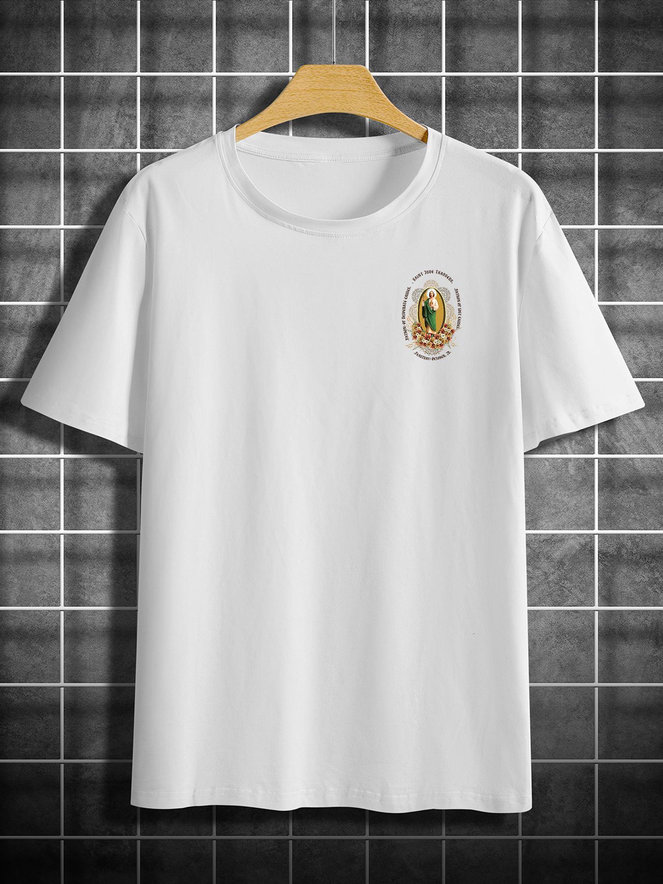 Men's Graphic Print Round Neck Tee, Casual Stylish Tee, Regular Fit Short Sleeve T-shirt for Summer, Men's Top for Daily Wear