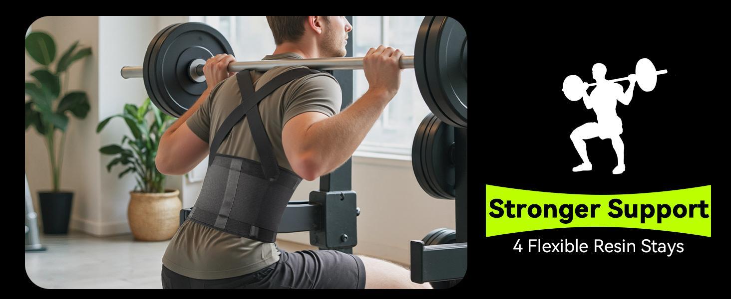 Work Back Brace for Men & Women, Adjustable Lower Back Support Belt with Suspenders, Heavy Duty Lumbar Support for Lifting, Construction, Warehouse Work, Pain Relief Safety Gear for Daily Use