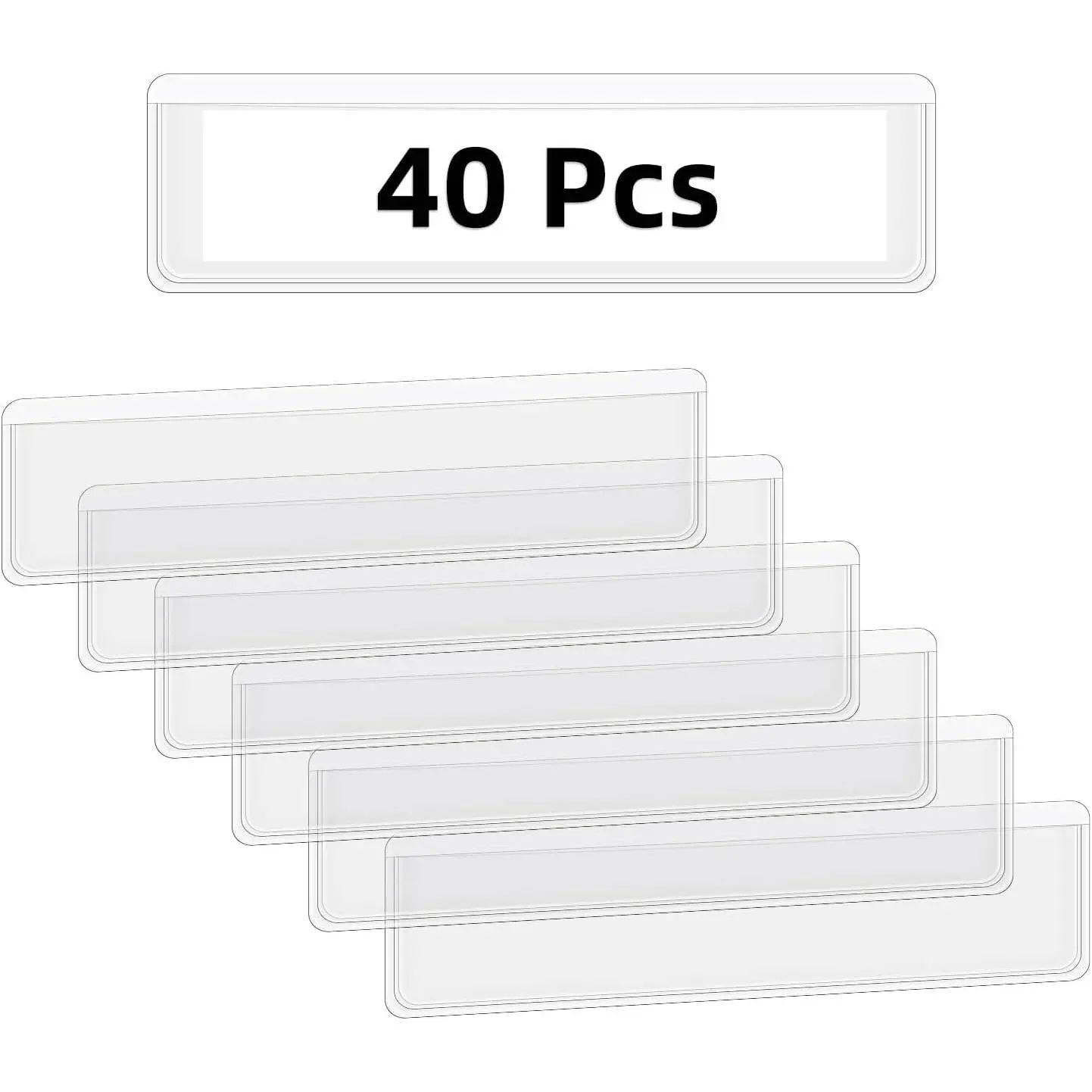 40 Pack Self Adhesive Label Holders Adhesive Clear Shelf Tag Plastic Index Card Pockets for Mailbox Bookshelf Supermarket Storage Bins Label Holder Library Shelf Labels Holder Index Label Pockets