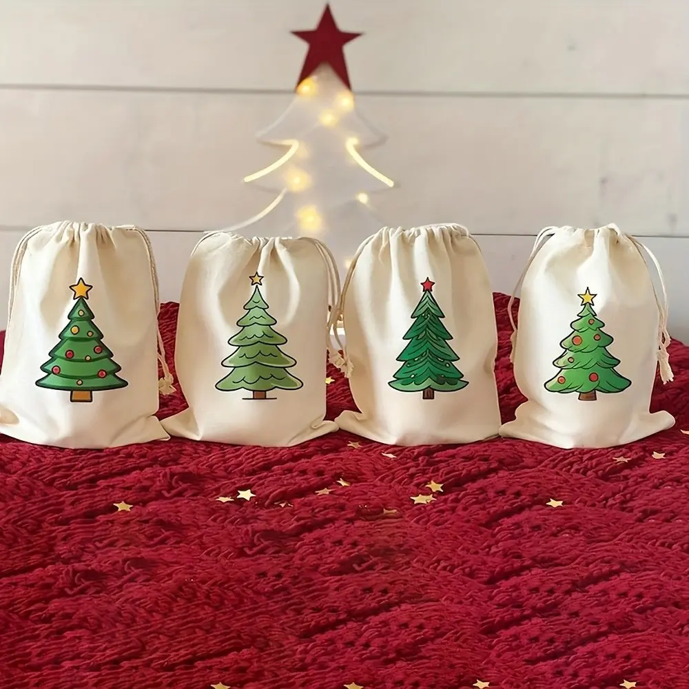 4 pieces Christmas tree stocking Santa sack Stuffer Filler family neighbor kid boy girl merry Christmas Eve holiday gift bags Xmas box home Fireplace Mantle decoration 1st first Christmas baby shower 2026 keepsake present bags