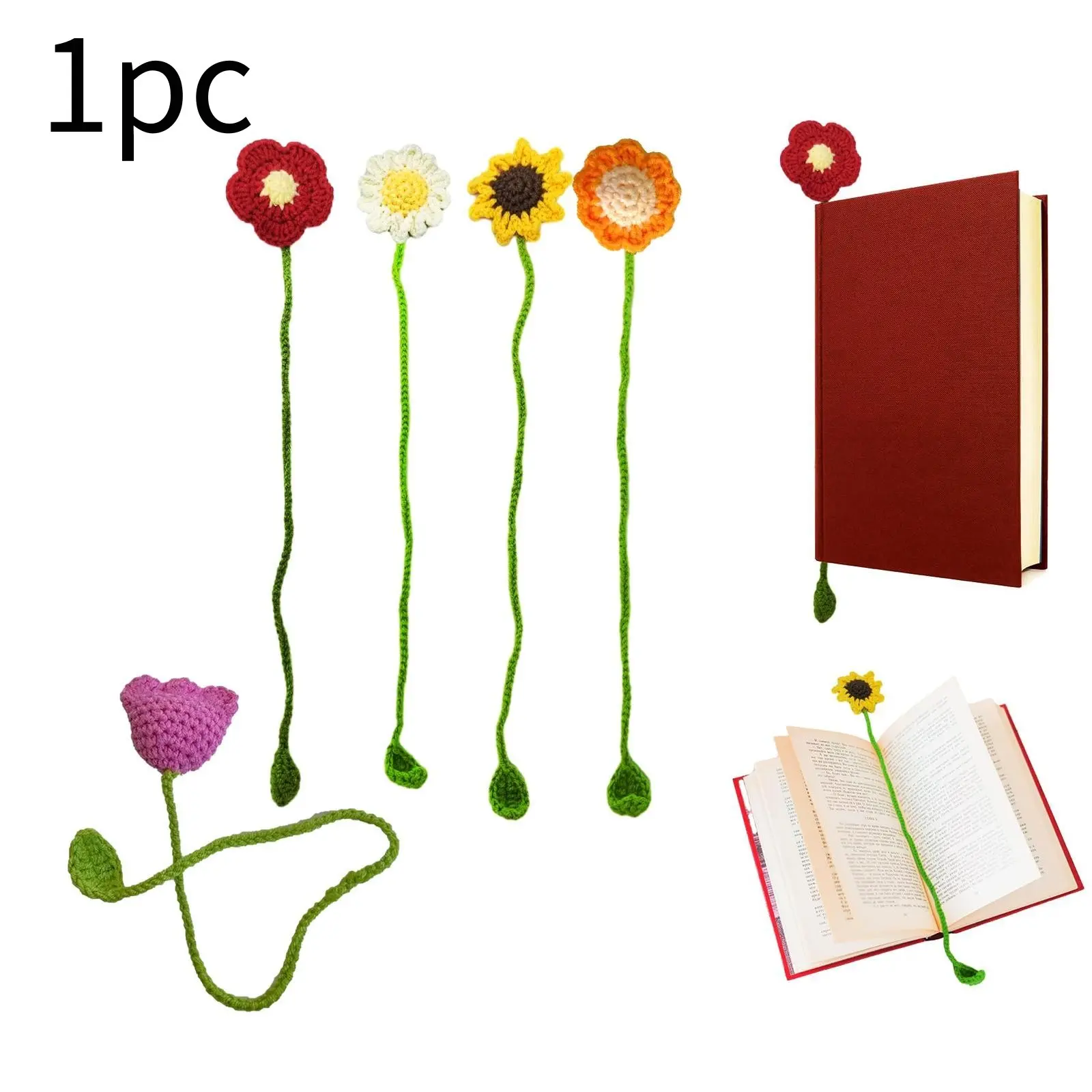Handmade Flower Design Bookmark, 1 Count Cute Crochet Flower Bookmark, Personalized Handmade Daisy Bookmark Gift for Book Lover, Teacher