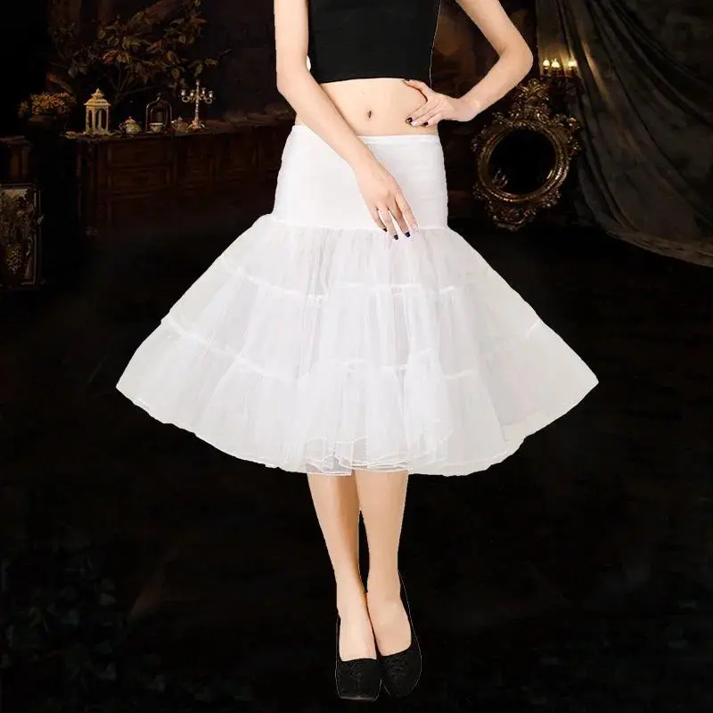 2026 New Short Petticoat Vintage 3 Layer Puffy Organza Petticoat Retro Crinoline Underskirt Rockabilly Cosplay Swing Tutu Skirt