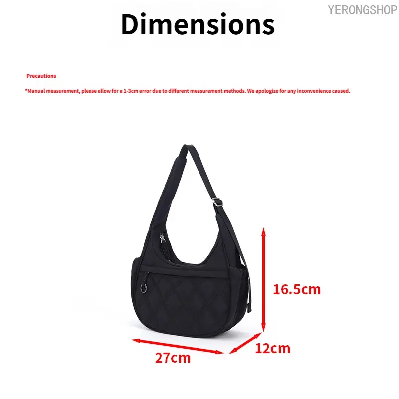 Luxury Minimal Nylon Handheld Underarm Shoulder Bag, High-End Niche Daily Work Commute Tote Bag for Women