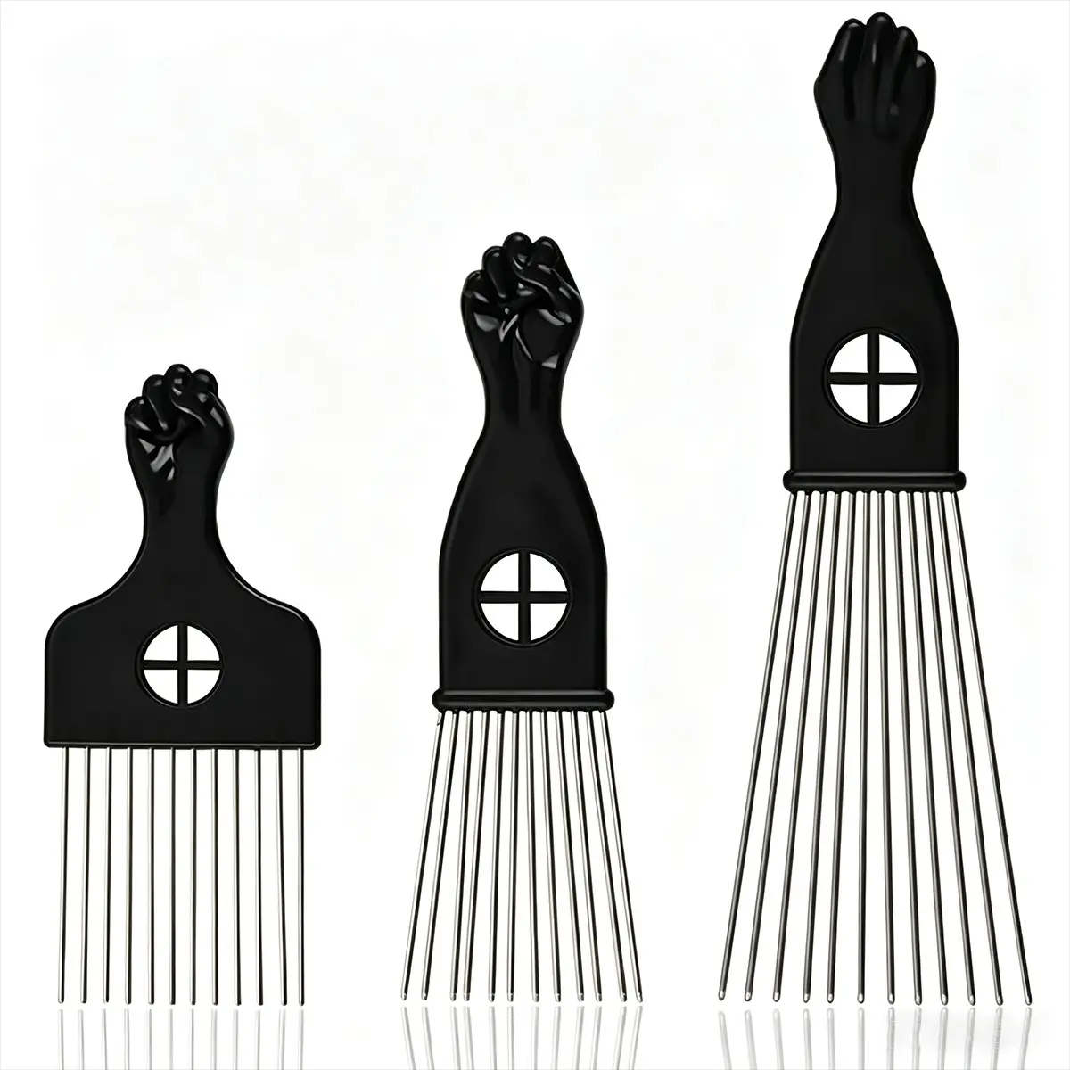 3-Piece Metal African Braiding Comb Set, Wide Tooth Hair Brush, Hair Care Comb, Hair Styling Combs, Professional Hairstyling Tools for Men and Women, Durable Design