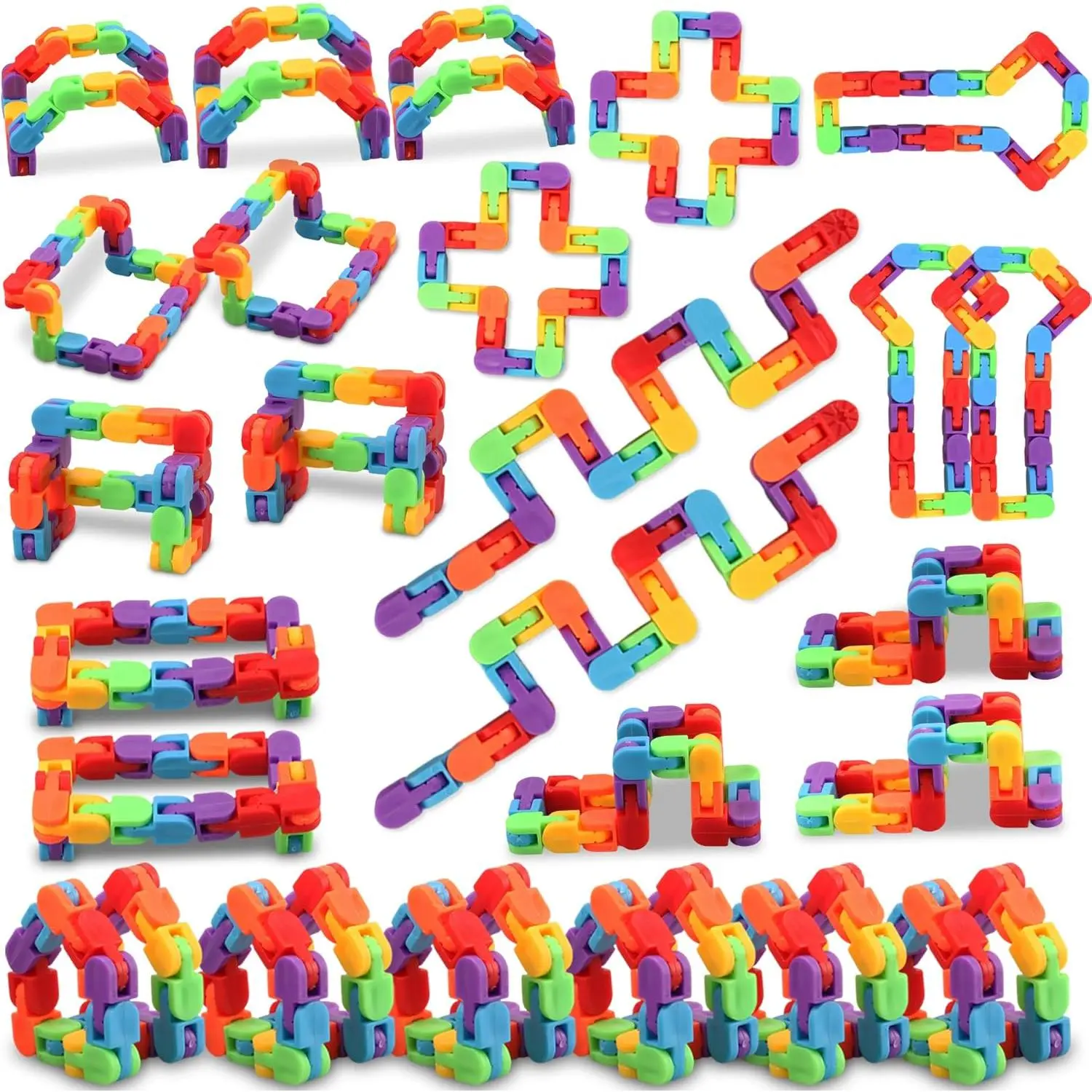 30pcs Fidget Toys Bulk for Kids: Snap and Click Sensory Puzzle, Goodie Bag, Treasure Box Prizes, Birthday Gifts, Stocking Stuffers, Classroom Reward for Student, Teen, Rainbow Party Favorsfidget toys