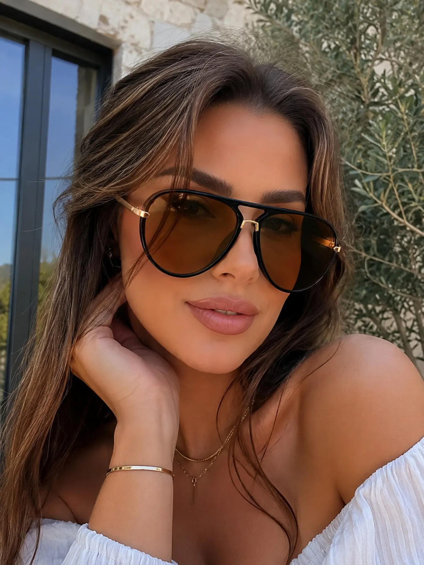 Women's Gradient Lens Aviator Sunglasses, Fashion Casual Sun Glasses, Sun Protective Sunglasses, Perfect for Daily Wear, Outdoor Activity Accessory, Summer Shades, Fashionable Sunglasses