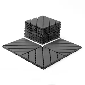 44 packs Plastic interlocking decking tiles, terrace decking tiles, 12 inches x 12 inches waterproof for all-weather use, backyard pool decking tiles, dark gray