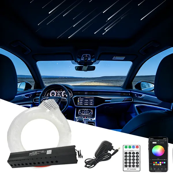 3W 12 Holes Meteor Car Starry Sky Bluetooth APP RF Control Car Roof Star White Shooting Star Effect Fiber Optic Light