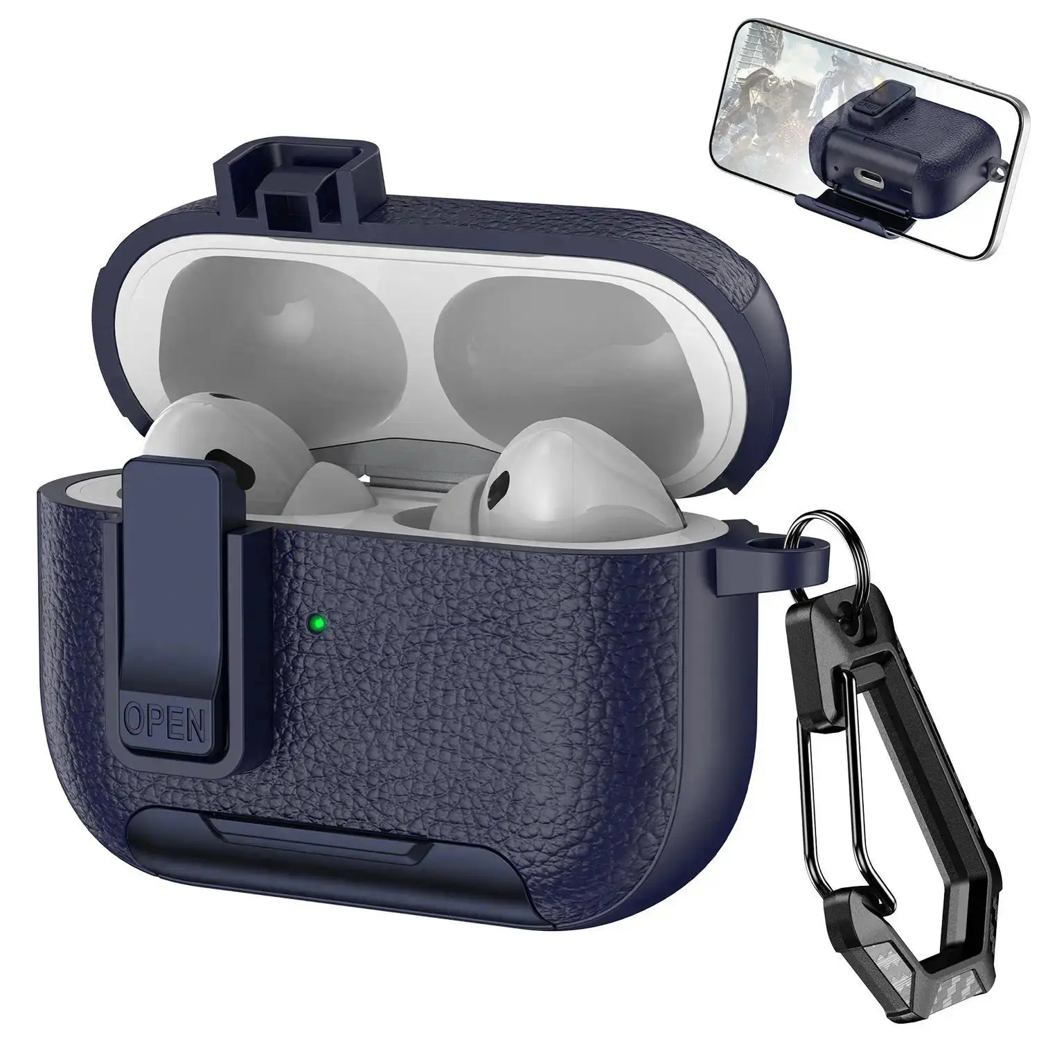 Leather Case for AirPods Pro 3/2 & AirPods 4/3/2/1, MagSafe Compatible Protective Cover, Shockproof Scratch-Resistant with Stand, Lock Clip & Keychain,back to school,back to school haul