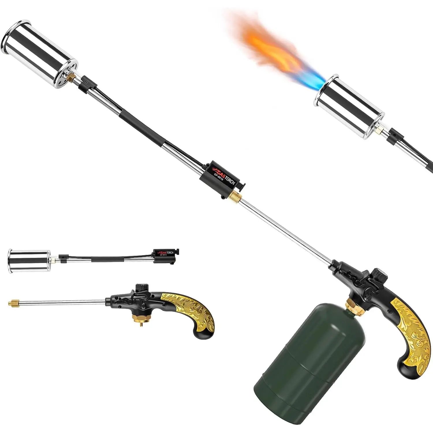 Propane Weed Burner, thrower with Detachable Handle, Blow for Weeds and Snow Melting(Fuel Cylinder Not Included)