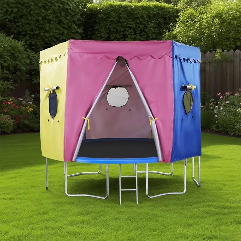 10ft/12ft/14ft Colorful Trampoline Tent, Includes 8 Straight Poles, Perfect for Outdoor Fun, Durable Design, Easy Assembly