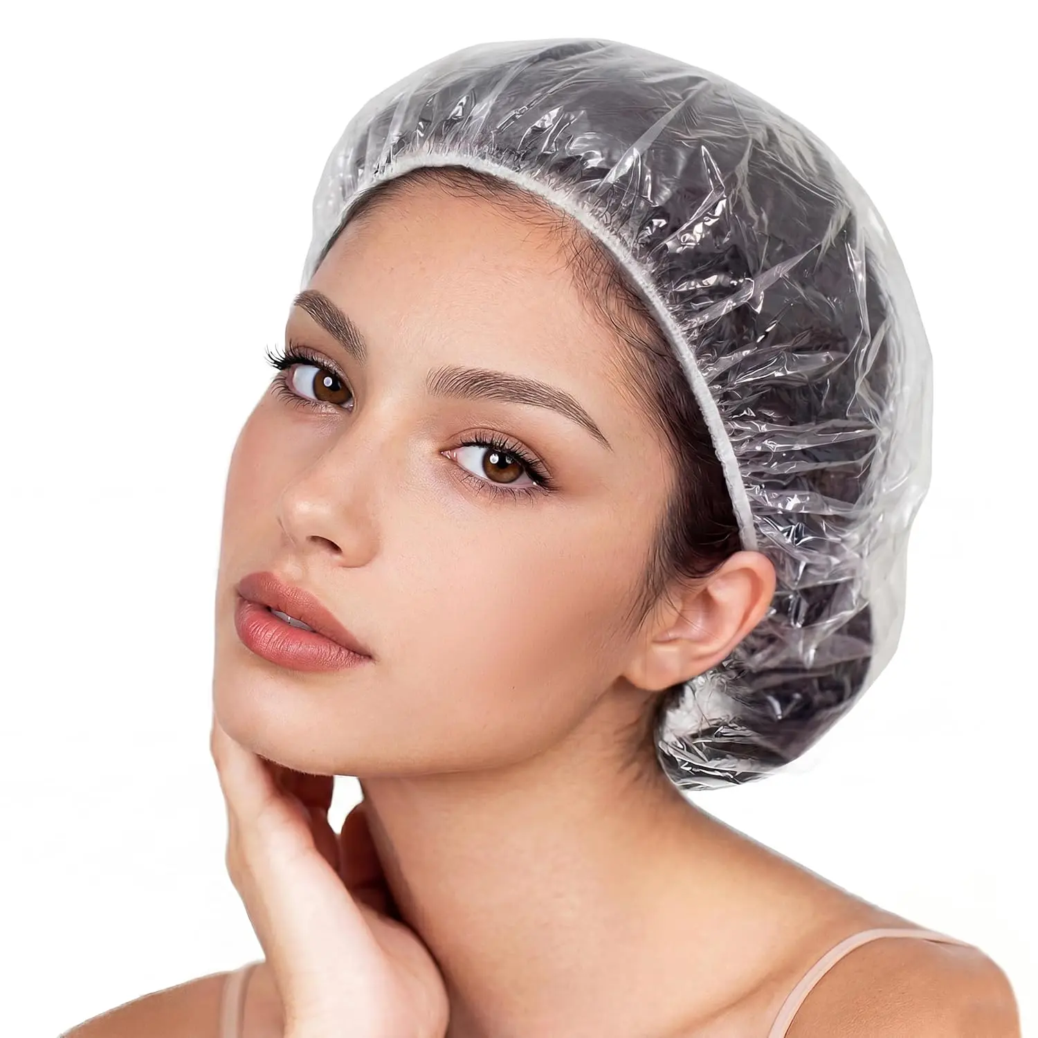 120 PCS Disposable Shower Caps – Large Thick Waterproof Stretchable Clear Plastic Bath Hair Bonnet for Women, Men, Long Hair, Ideal for Hair Treatment, Travel, Spa & Home Use(18.1")