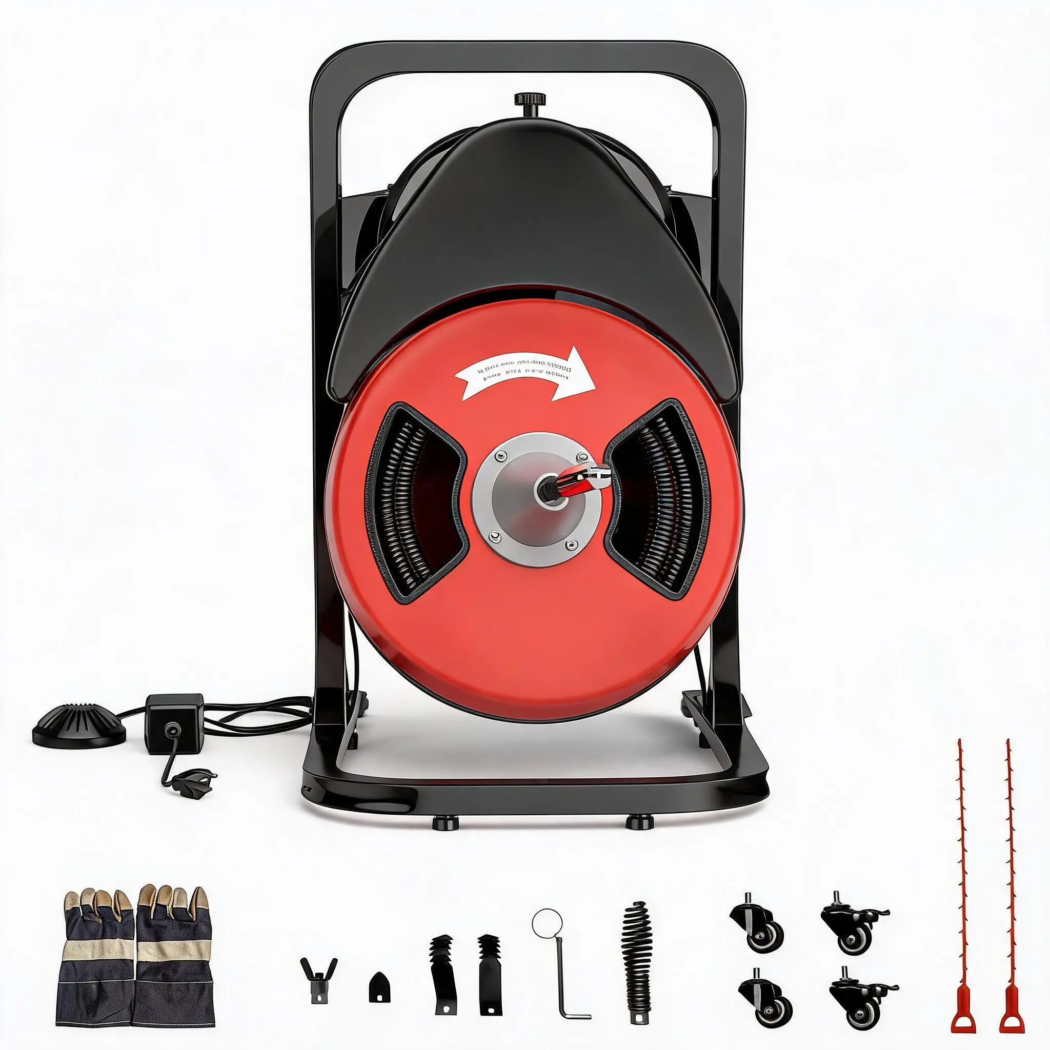 Drain Cleaner Machine,Drain Auger 100ft x 1/2 Inch Drain Cleaning Machine,450W Drain Snake With 4 Cutters & Air-Activated Foot Switch for 2" to 4" Pipes