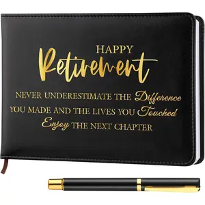 Retirement Guest Book with Signature Pen, Retirement Party Gift Supplies for Women Men Office Colleague, Stylish Advice and Wishes Party Decorations