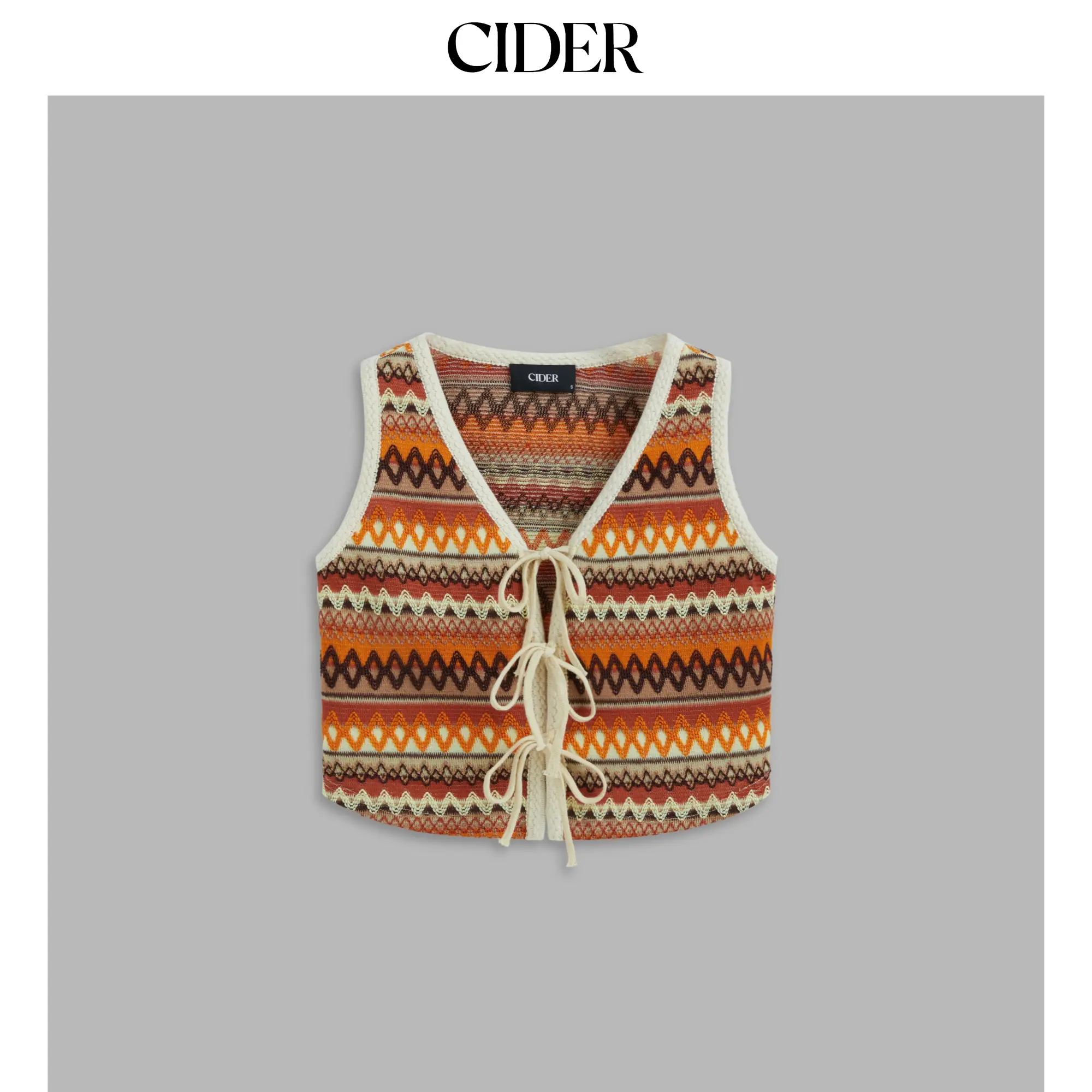 Cider [size 2-10] Woven V-neck Striped Knotted Vest SohoChic