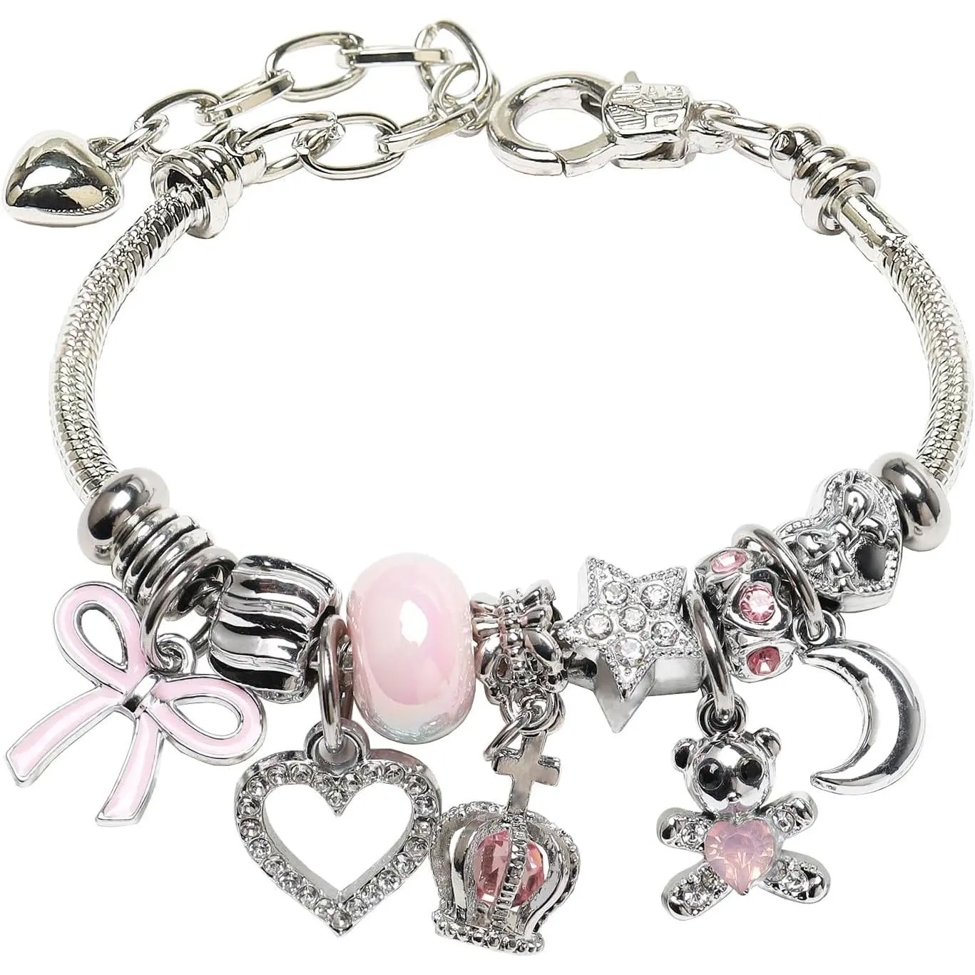 Charm Bracelets for girls,exquisite cute cartoon frienhip  bracelets Stainless Steel Bangle with birthday  box, Adjustable girls  Suitable for holiday gifts