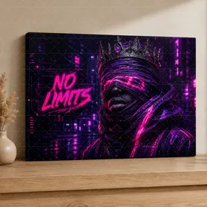 No Limits Wall Art, Neon Purple Futuristic Canvas Poster, Urban Street Style Bedroom & Office Decor, Modern Aesthetic Home Wall Decoration, Teen & Gamer Room Artwork, Motivational Room Gift,wall decor,poster.