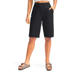 Women's 12" Bermuda Long Shorts with Pockets High Waisted Stretch Knee Length Shorts for Women Summer Walking