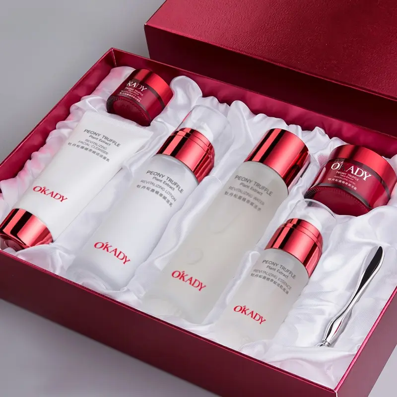 Peony Truffle Extract Revitalizing 6Pcs Skin Care Set Hydrating Moisturizing Facial Toner Lotion Kit For Dry Dull Skin Daily Travel Gift For Women All Skin Types