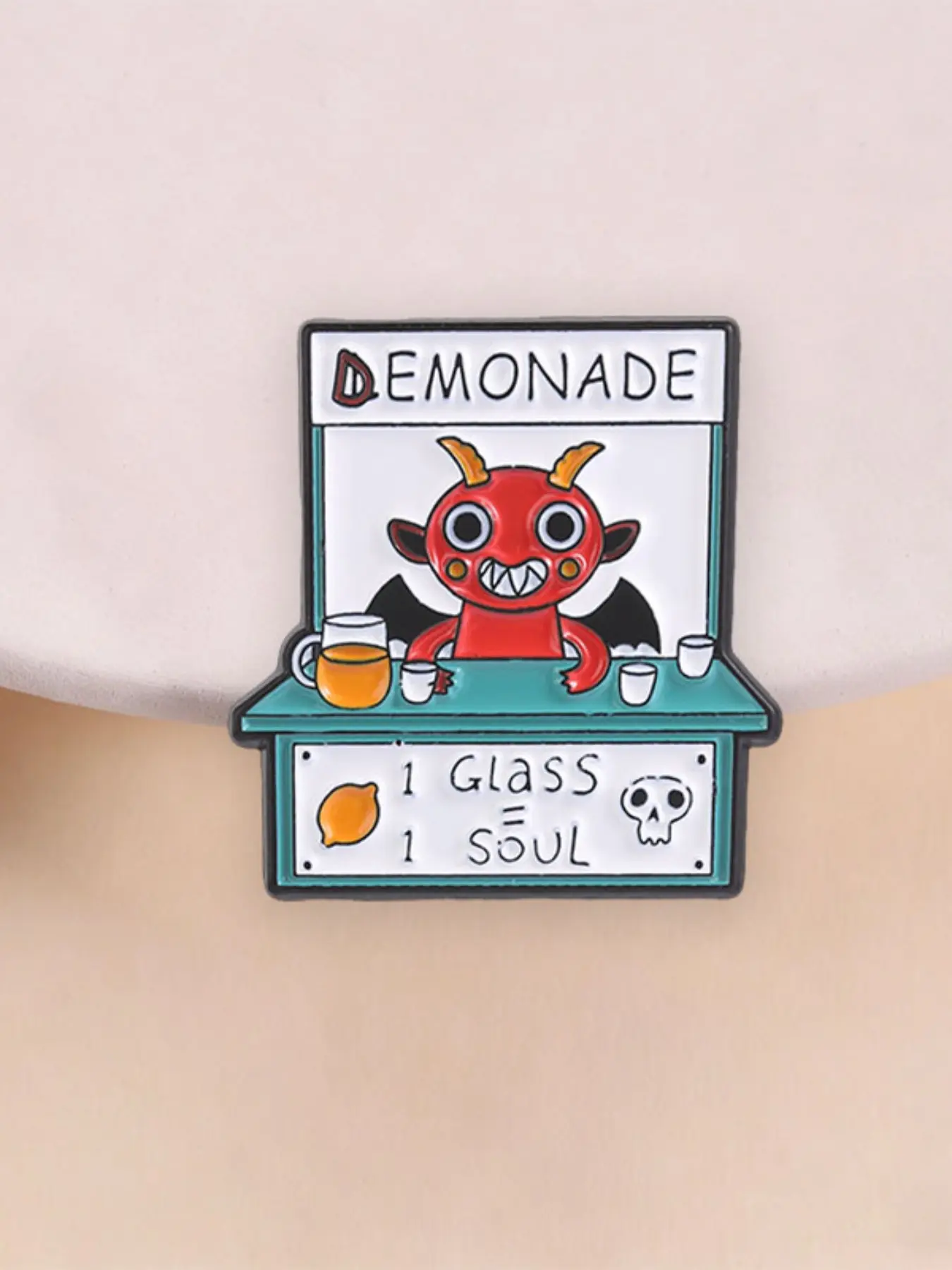 Demonade Enamel Pin Cute Devil Lemonade Stand Lapel Brooch, Gothic Funny Backpack Decor, Unique Gift Idea, Stylish Accessory