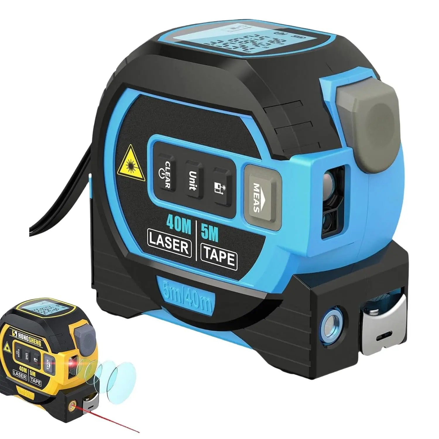 3-in-1 Digital Measuring Tape with LED Display, Cross Line Laser, Auto Lock Function, Supports Area, Volume & Pythagorean Measurement, Multifunctional Measuring Tool Rangefinder