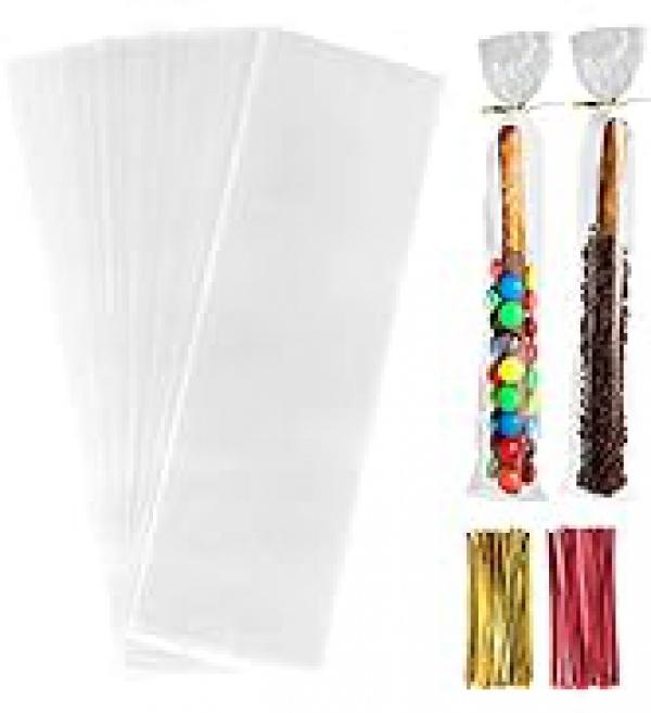 Self Sealing Cellophane Bags,2x10 Inches 100 Pcs Clear Pretzel Rod Bags, Resealable Bag for Packaging ICY Candy Popsicle Self Sealing Cellophane Bags,2x10 Inches 100 Pcs Clear Pretzel Rod Bags, Resealable Bag for Packaging ICY Candy Popsicle