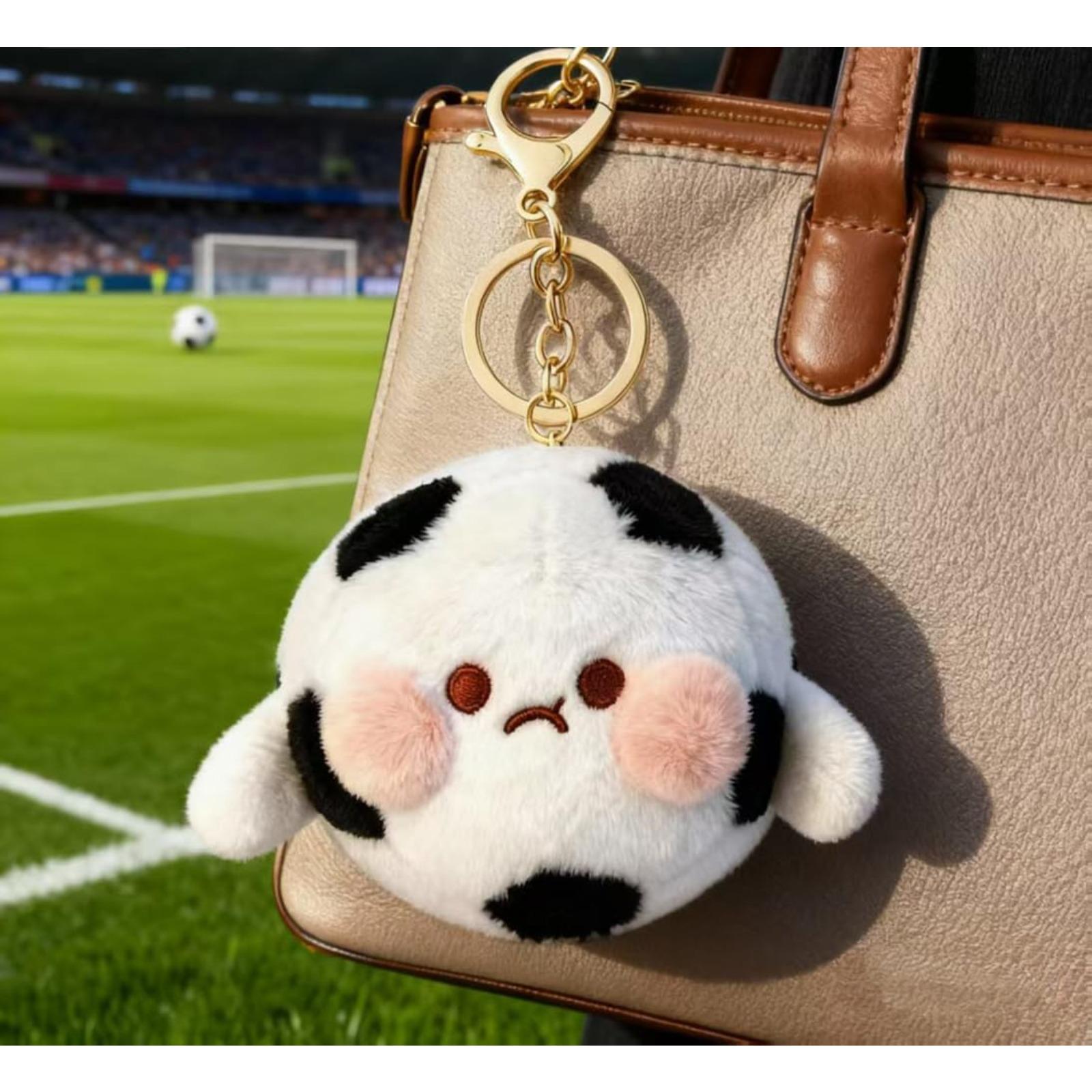 Soft Soccer Ball Plush Keychain – Cute Stuffed Keyring for Backpack, Squishy Toy Gift for Soccer Lovers & Players