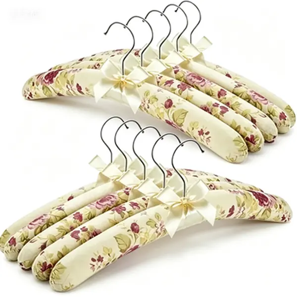 Cushioned Foam Hangers for Sweaters - 10 Pack Non-Slip Satin Canvas Covered Hangers - Reusable Coat Hangers for Women - Wedding Bridesmaid Hangers for Delicate Clothes - Padded Hangers No Snagging