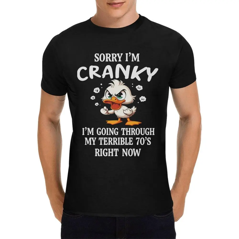 100% Cotton Menswear Short-Sleeve Round Neck T-Shirt, 70s Retro Funny Duck Graphic Top, Unisex Casual Outfit, Perfect Gift for Partner, Easter Gift, Shortsleeve, Tshirt, Retro Style, Crewneck, Cute Duck Print Men's Short-Sleeve T-Shirts