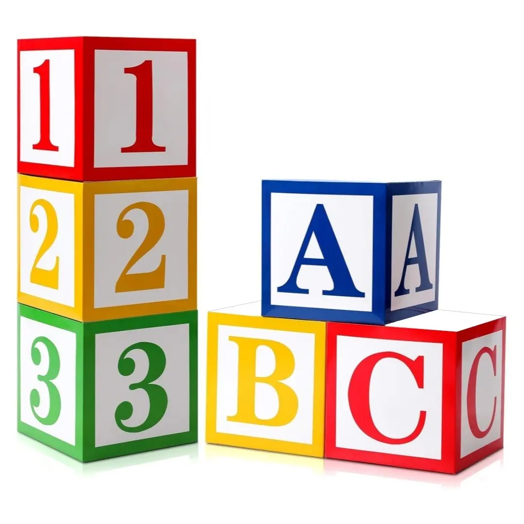 6 Piece Set Abc 123 Party Decorations, Back-To-School Gift Balloon Box, Block Toy Gift Balloon Box, School Party, Classroom Party, Teacher Supplies