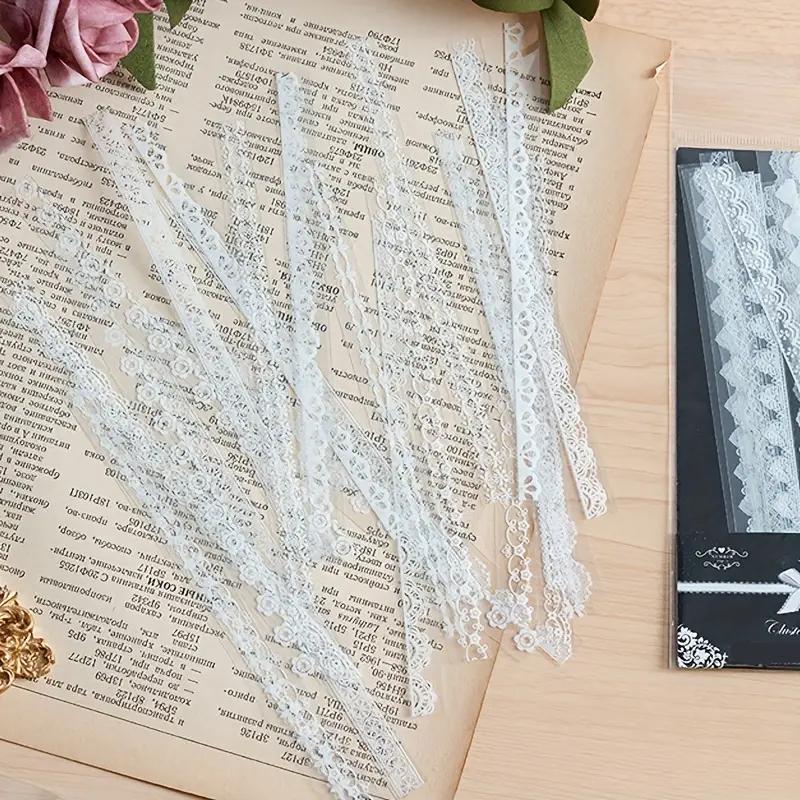 Random Color Lace Pattern Sticker, 30pcs/pack Waterproof PET Lace Decorative Sticker, Modern Simple Self Adhesive Scrapbook Materials Decorative Sticker for DIY Scrapbooking