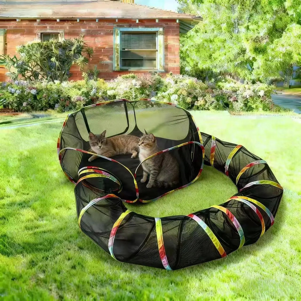 Outdoor Cat Enclosure, Portable Cat Tents for Outside, Cage Free Outside Cat Playpen Pet Enclosure, Cat Tunnel Outdoor Playground for Indoor Cats & Small Animals