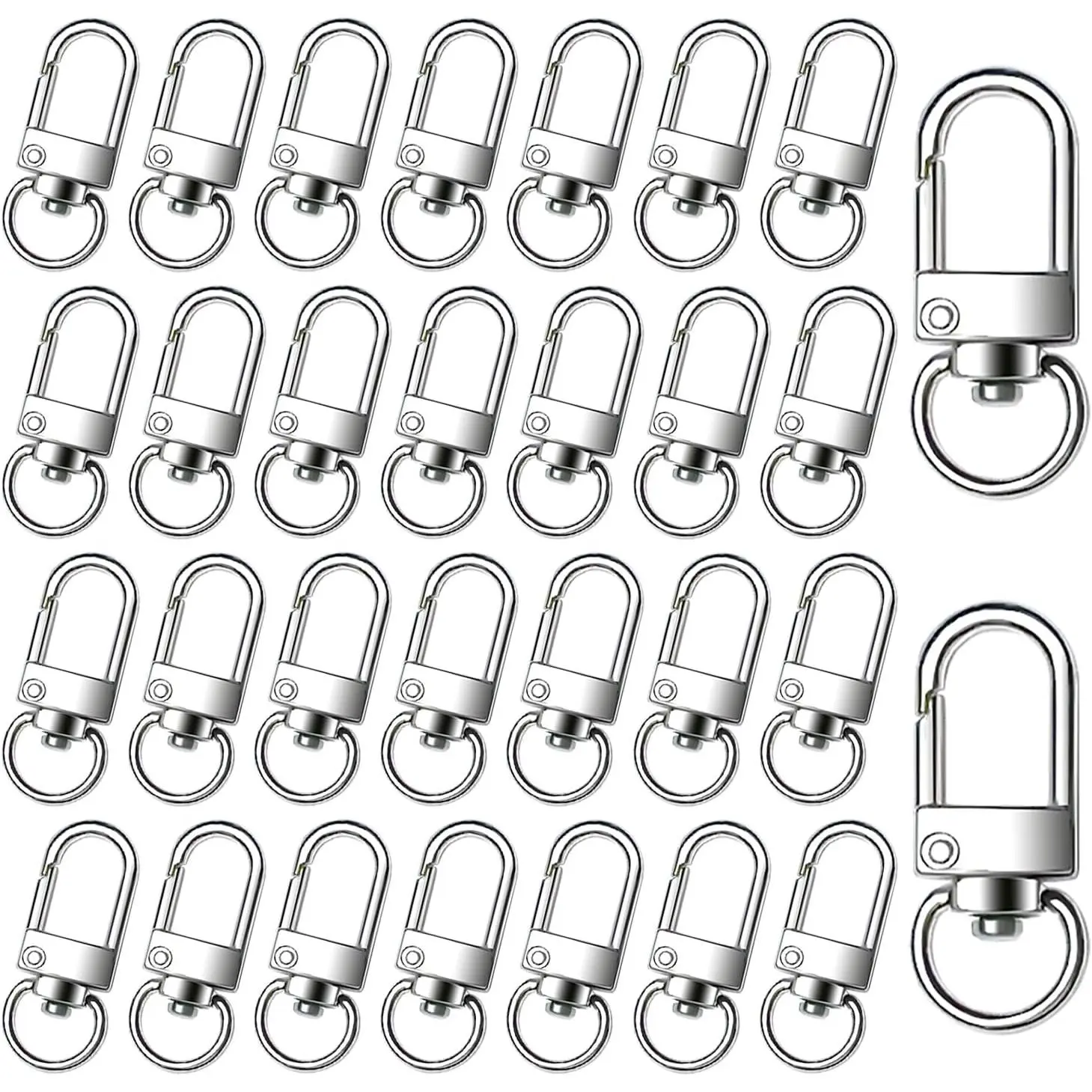 30 count Metal Lobster Claw Clasps  Swivel Snap Hooks with Key Rings, Heavy Duty  Clips for Lanyards, Bags, Purses,  Tags,  Making, Zipper, DIY Crafts Connector Accessories