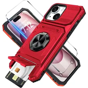 Heavy Duty Shockproof Case for iPhone 17 Air 17 16 15 14 13 12 11 Pro Max Plus with Ring Stand,Vintage,Christmas,Delight