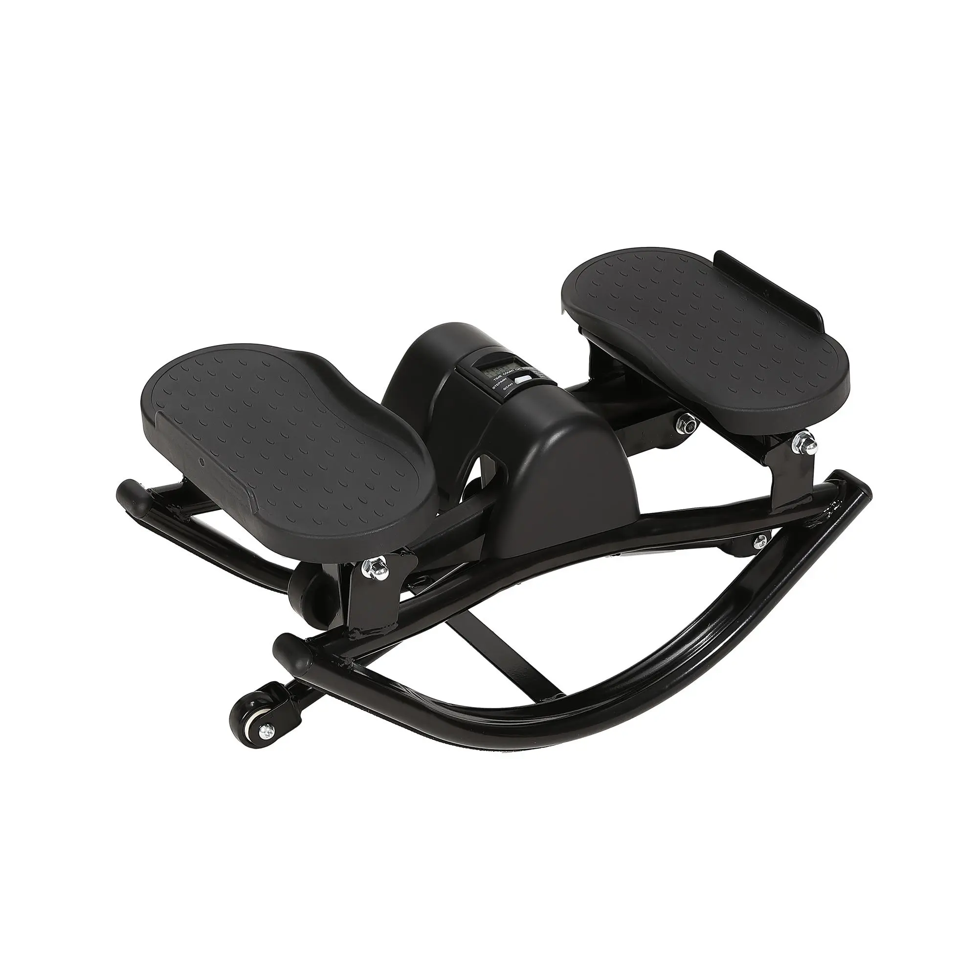 Dual-Motion Mini Stepper with Resistance Bands - Heavy Duty 350 lbs Capacity Rock Stepper - Low Impact U-Shape Cardio Machine - LCD Monitor, Non-Slip Mat, Home Gym Workout Equipment