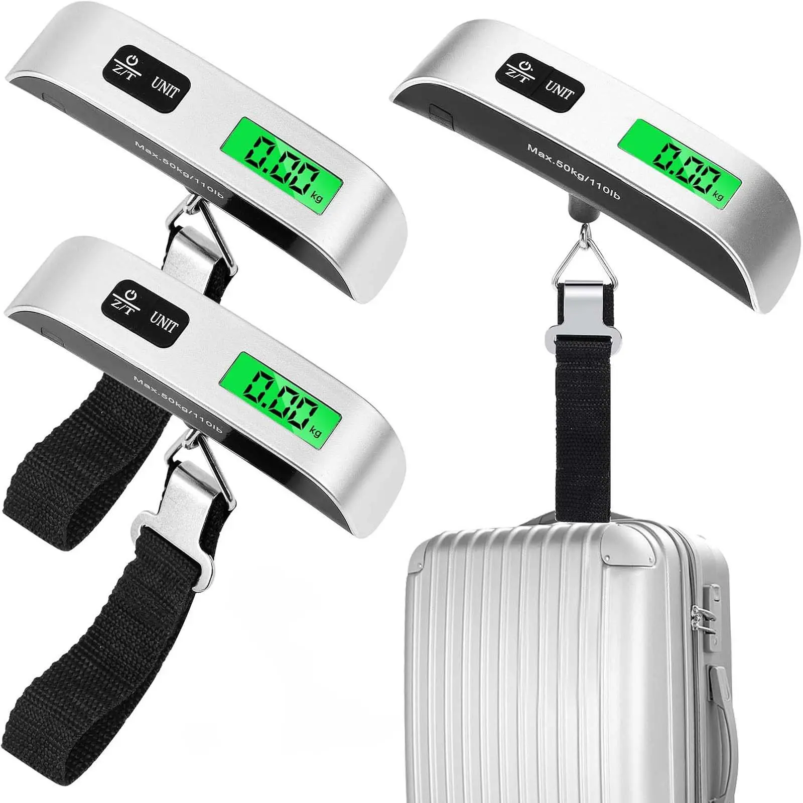 3 Pack Digital Luggage Scale,Luggage Weight Scale,110LB Baggage Scale with Backlit LCD Display,Portable Hanging Baggage Scale,Suitcase Weight Scale with Hook for Travel Home