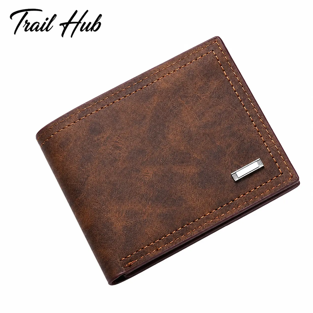 Men's Slim Genuine Leather RFID-Blocking Wallet - Minimalist Plain Bifold Flap with Card Slots, Cash Compartment, ID Window - Compact Everyday Carry for Professionals
