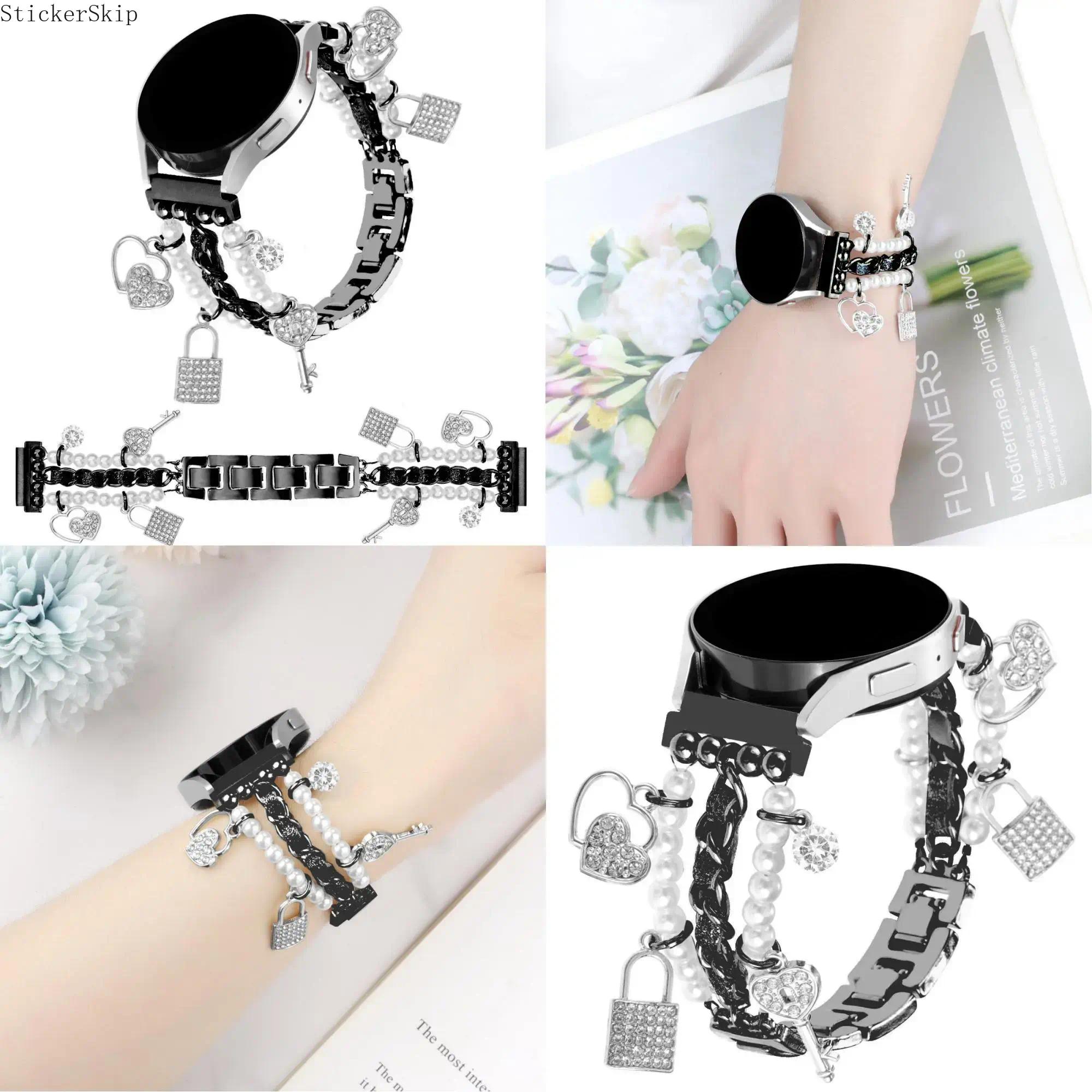 2026 Trendy Pearl & Rhinestone Samsung Galaxy Watch Band – Elegant Jewelry Style Strap Compatible with Watch 7/FE/6/5/4 (40/44mm), Classic, 5 Pro & Active 2, Shiny Adjustable Bracelet for Women, Party, Daily Wear & Gift