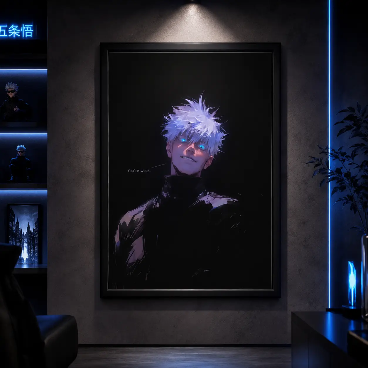 Satoru Gojo 6 Eyes "You’re Weak" Famous Line Canvas Wall Art Poster, Jujutsu Kaisen Anime Print, Japanese Home Decor for Bedroom Gaming Room, Manga Gift for Anime Fans, JJK Wall Art, Otaku Room Decor, Anime Poster