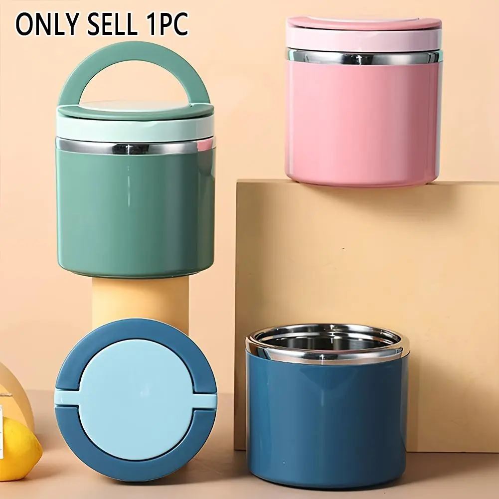 Stainless Steel Insulated Lunchbox with Handle, Leak-Proof Stackable Design, Hot Cold Isolation, Office School Camping Picnic