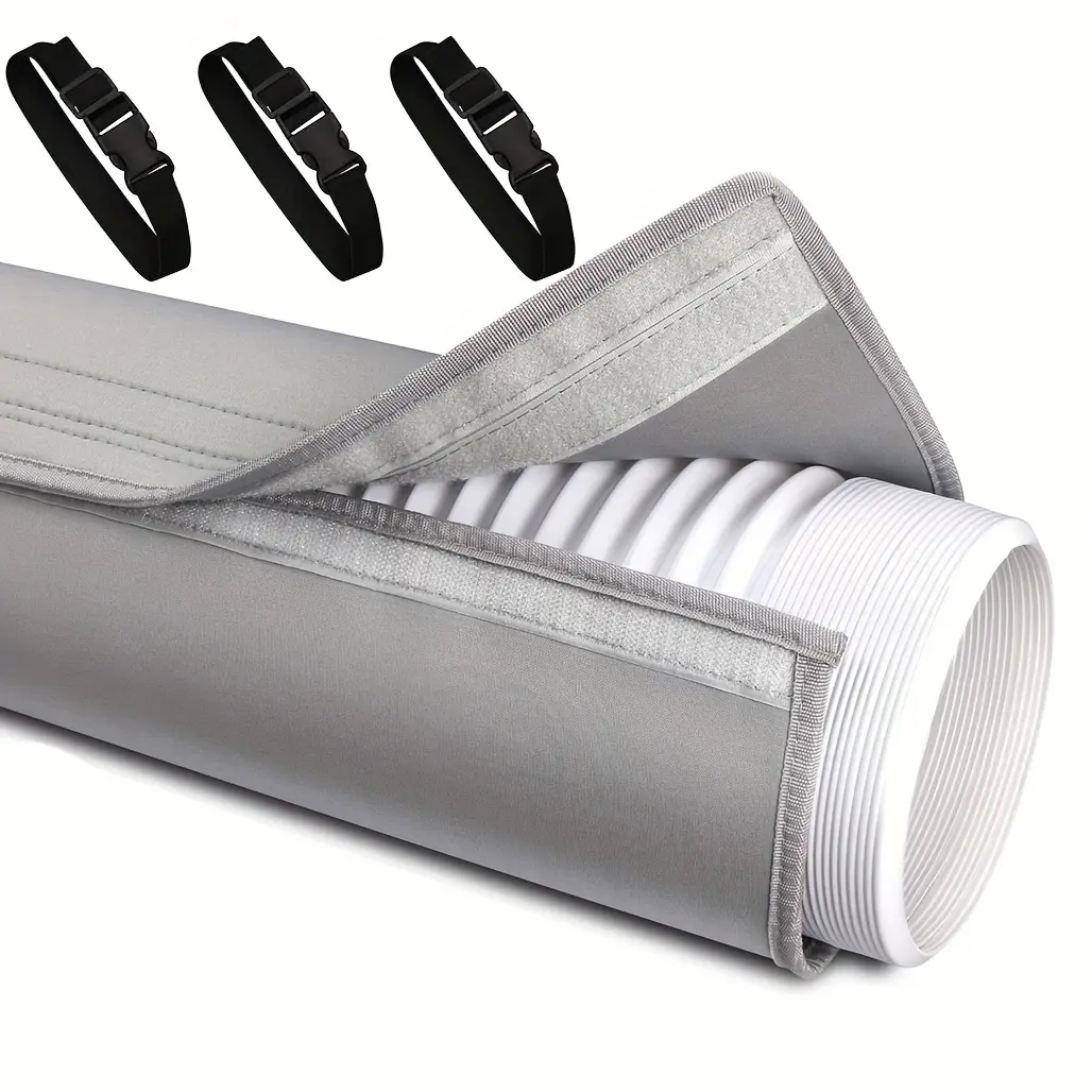Portable Air Conditioner Hose Protective Cover, Exhaust Pipe Insulation Sleeve, And Hose Cap, Featuring an Insulated Air Conditioning Hose Sleeve, Easy Installation, And Comes with 3 Adjustable Gray Straps